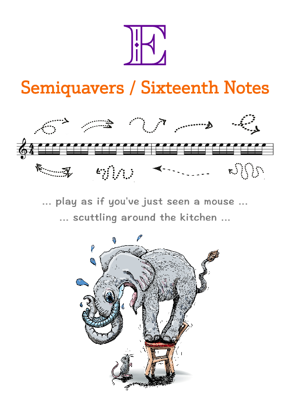 Semiquavers / Sixteenth Notes on E